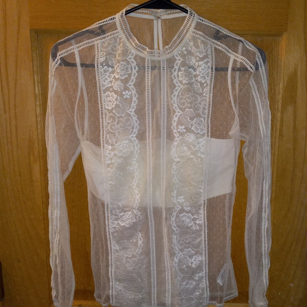 Express Ivory Lace blouse boho festival style